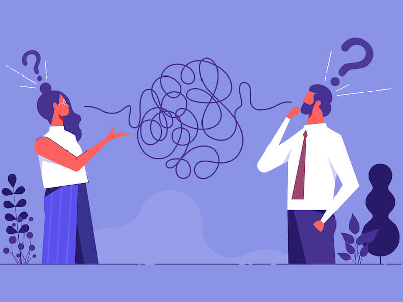 Problems in communication concept, misunderstanding create confusion in work, miscommunicate unclear message and information, people have troubles with understanding each other due to auditory neuropathy.